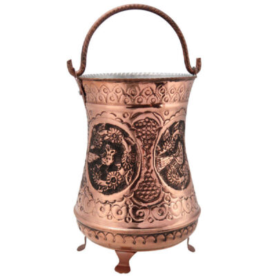 Corbeille à papier en cuivre persan – Motif Gol o Morgh