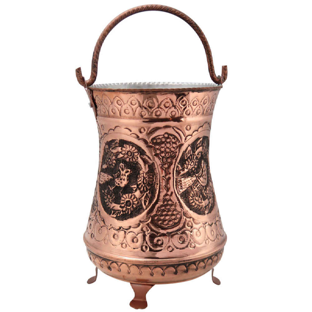 Corbeille à papier en cuivre persan – Motif Gol o Morgh