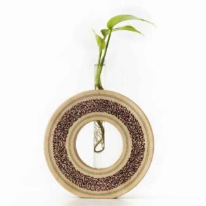 Vase en bois décoratif pour terrarium avec motif islamique