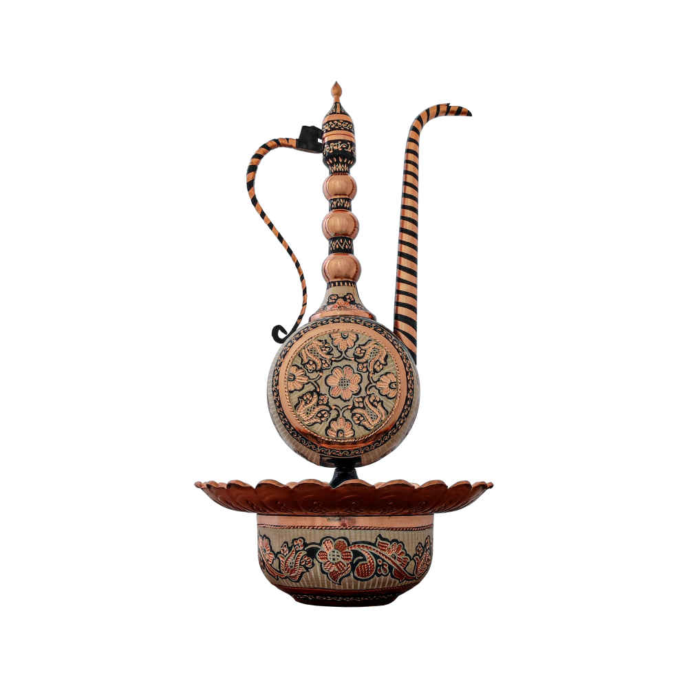 Decorative Persian Copper Aftabeh & Wash Basin Bowl Set