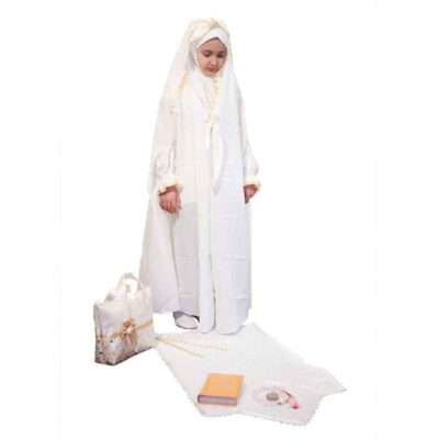 Ensemble Tchador pour la Célébration Taklif des Filles avec Manches Modèle Melisa