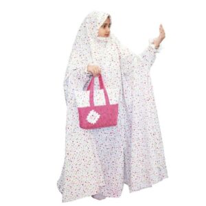 Ensemble Tchador pour la Cérémonie Taklif des Filles avec Manches Modèle Floral