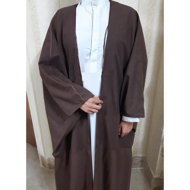 Manteau Bisht Islamique pour Homme avec Manches Longues - Élégance Arabe