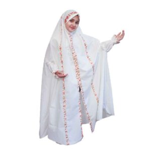 Tchador Islamique Blanc pour Filles Modèle Bahareh