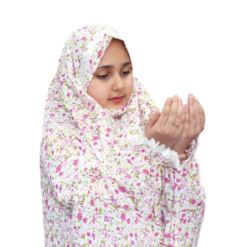 Tchador Islamique Blanc pour Filles Modèle Blossom
