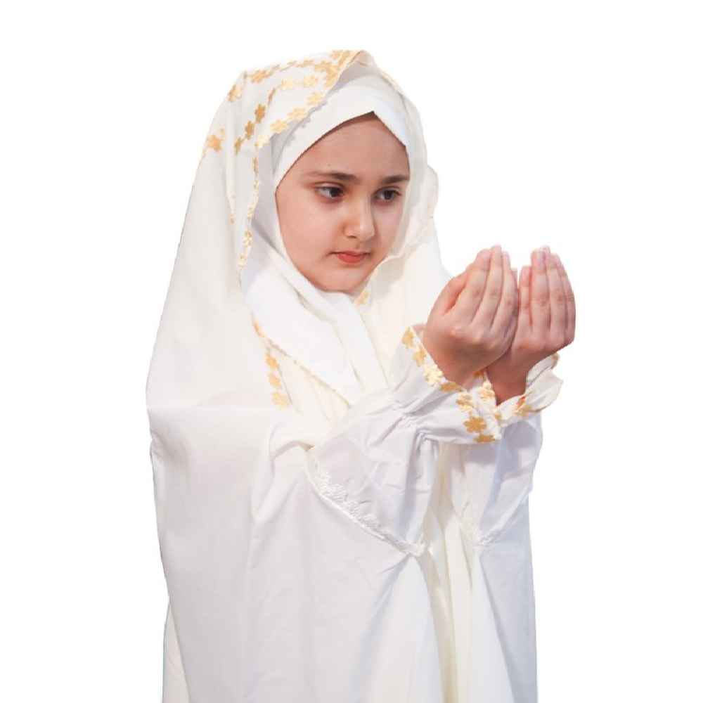 Tchador Islamique Blanc pour Filles Modèle Khorshidi