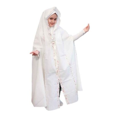 Tchador Islamique Blanc pour Filles Modèle Nasim