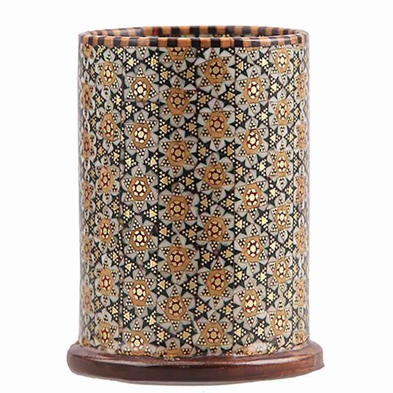 Porte-makeup en bois persan - Art de l'enluminure Khatam Kari