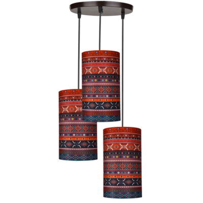 Suspension en tissu à abat-jours cylindriques en velours – modèle Donya
