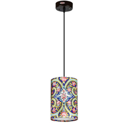 Suspension en tissu à abat-jour cylindrique en velours – modèle Nava