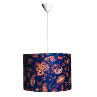 Suspension en tissu – abat-jour tambour en velours modèle Saltanati