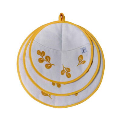 Damkoni – Bonnet de Riz Iranien – Attrape-Vapeur pour Couvercle Ensemble de 3 – Modèle Feuille