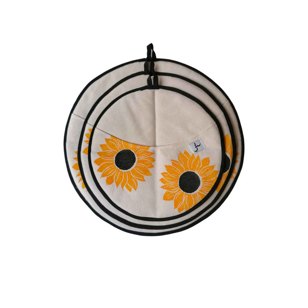 Damkoni - Bonnet de Riz Iranien - Attrape-Vapeur pour Couvercle Ensemble de 3 - Modèle Tournesol