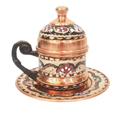 Tasse à expresso persane avec sous-tasse – Style Demitasse en cuivre émaillé Minakari