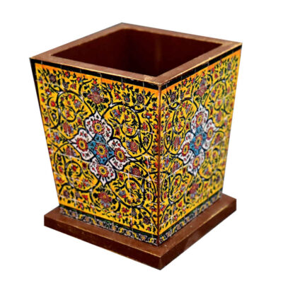 Porte-pinceaux de maquillage en bois Modèle Tile