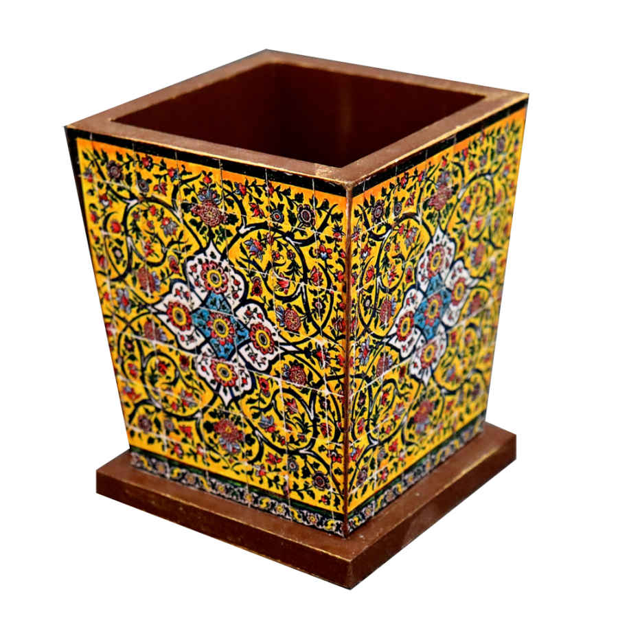 Porte-pinceaux de maquillage en bois Modèle Tile