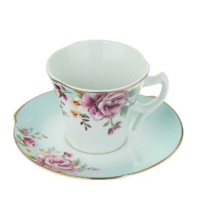 Set de tasses à thé perses avec sous-tasse – Design Porcelaine Bahar (12 pièces)