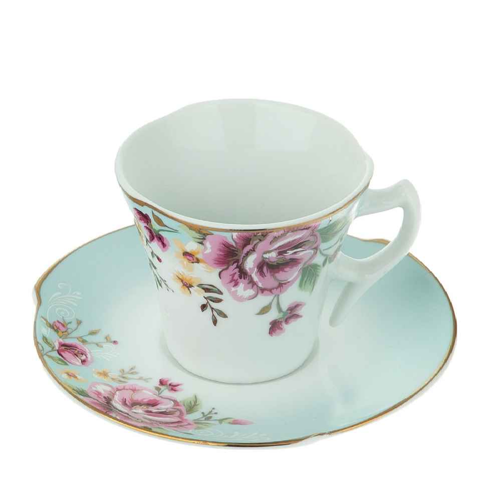 Set de tasses à thé perses avec sous-tasse - Design Porcelaine Bahar (12 pièces)