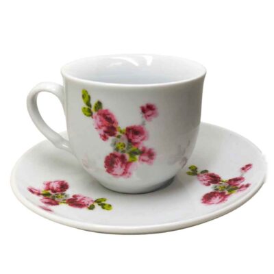 Set de tasses à thé perses avec sous-tasse – Design Porcelaine Blossom (12 pièces)