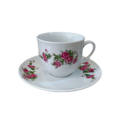 Set de tasses à thé perses avec sous-tasse – Design Porcelaine Gol Sorkhi (12 pièces)