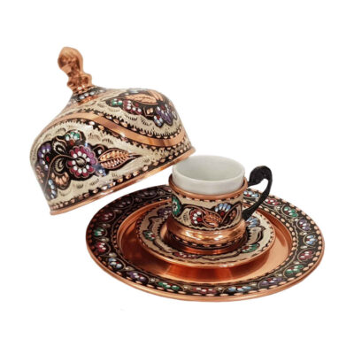 Tasse à expresso persane avec plateau – Style Demitasse en cuivre