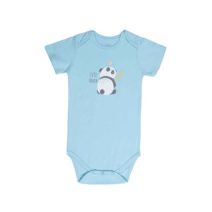Body bébé à épaules rabattables bleues avec motif panda