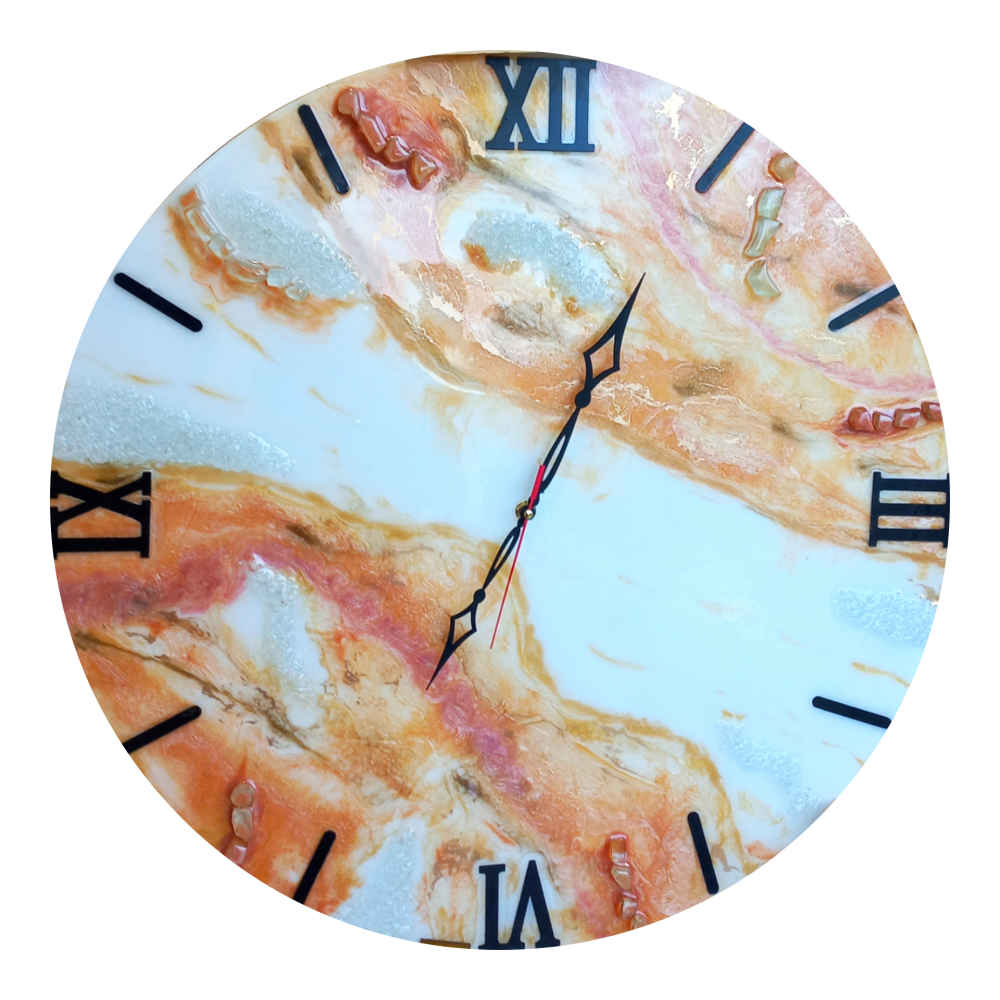 Horloge Murale en Résine Artisanale - Style Abstrait Bleu