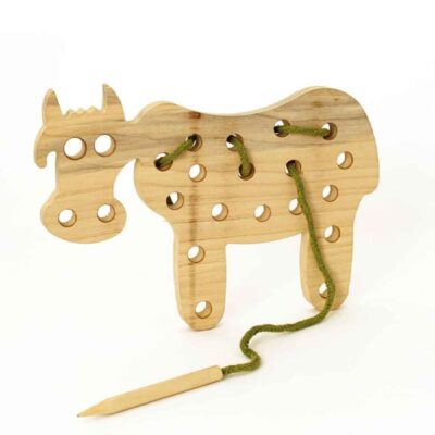 Jouet de lacet en forme de vache pour enfants – Amusement éducatif engageant