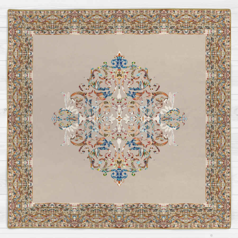 Nappe en velours design inspiré de l'élégance perse crème