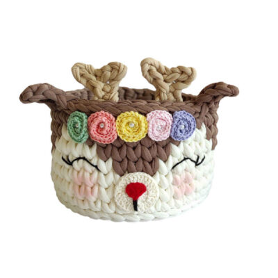 Panier de rangement en crochet modèle Ahoo (Cerf)