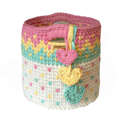 Panier de rangement en crochet modèle Colorful