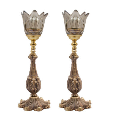 Bougeoir en cristal persan en forme de tulipe (2x)