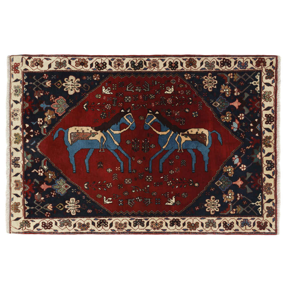 Tapis en laine persan noué à la main modèle Cheval