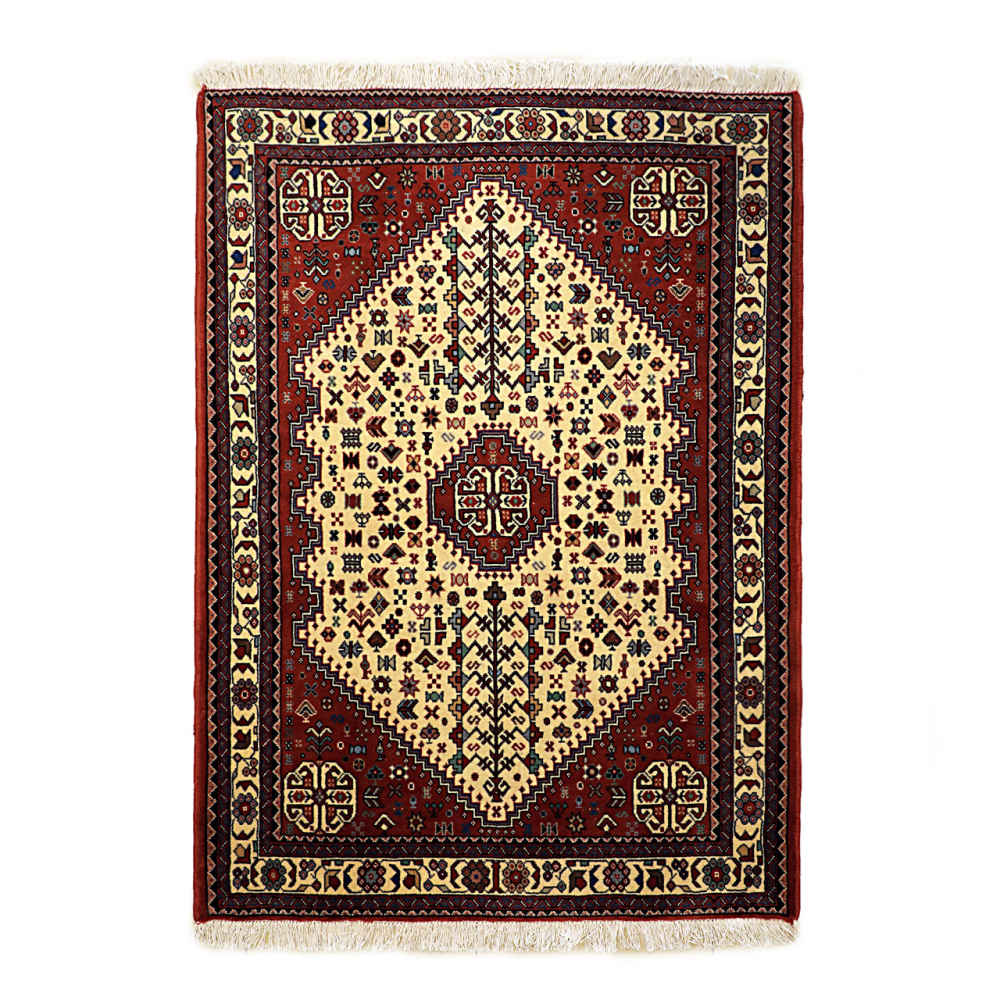 Tapis persan avec laine authentique noué à la main à Abadeh tribal rouge