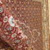 Tapis persan authentique avec soie noué à la main Riz Mahi rouge