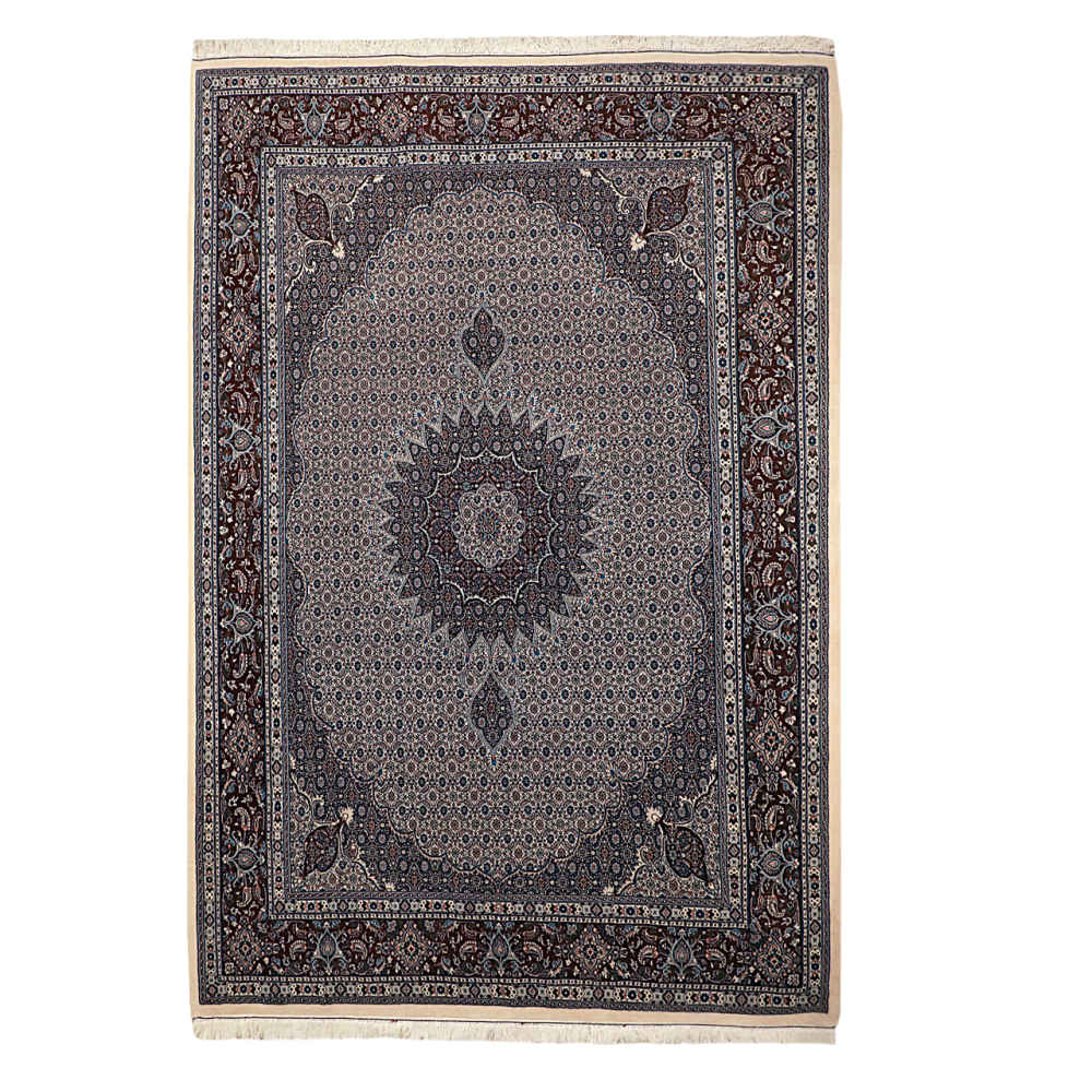 Tapis persan authentique en laine noué à la main à Birjand Riz Mahi