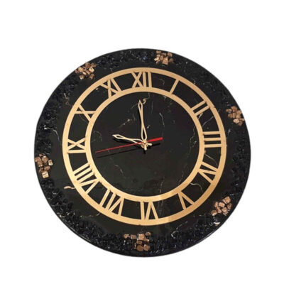 Horloge Murale en Résine Artisanale – Style Abstrait Marbre