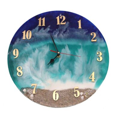 Horloge Murale en Résine Artisanale – Style Abstrait Sahel