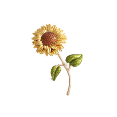 Flower Brooch Pin – Metal Sunflower Design: Broche Fleur – Design Tournesol en Métal