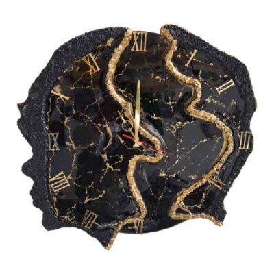 Horloge Murale en Résine Artisanale – Style Abstrait Géode