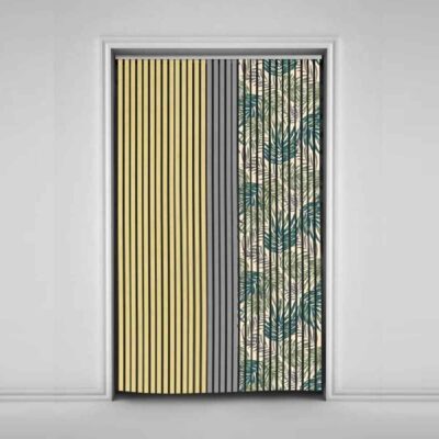 Velvet Vertical Blind Curtain – Abstract Leaf Print
