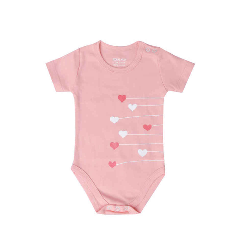 Body bébé à manches courtes rose avec motif cœur