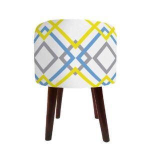 Pouf en velours luxueux avec pieds en bois rond Haleh