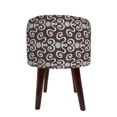 Pouf en velours luxueux avec pieds en bois rond Royal