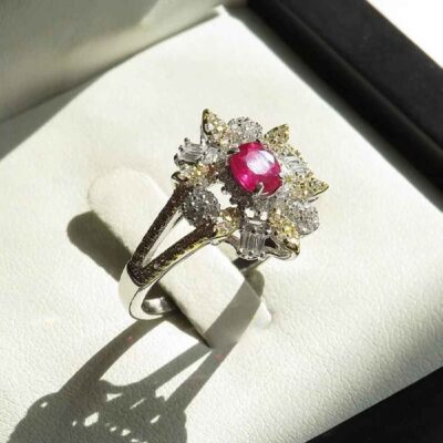 Bague de fiançailles en argent avec rubis rouge Bliss pour femmes Kiana Sorkhab