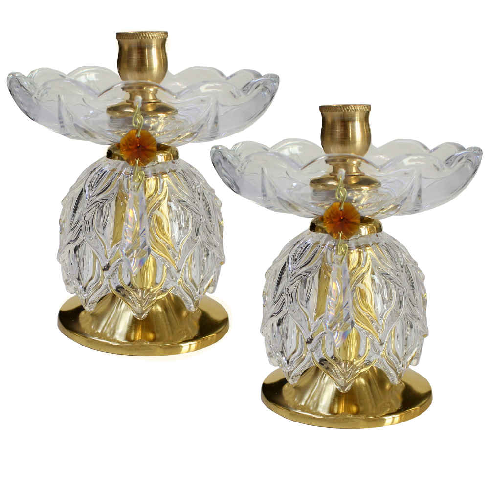 Bougeoir en cristal persan en forme de tulipe, modèle Paradise (2x)