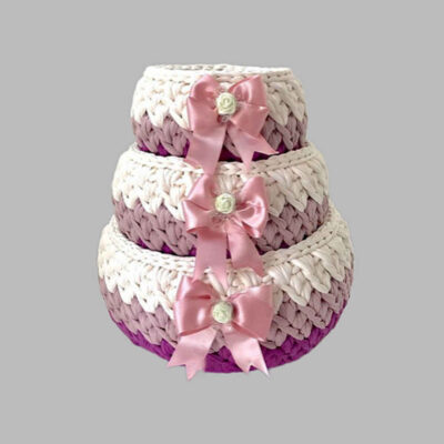 Ensemble de 3 paniers de rangement en crochet modèle Arghavan