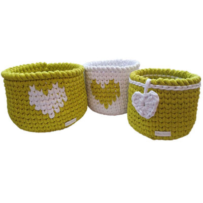 Ensemble de 3 paniers de rangement en crochet modèle Art