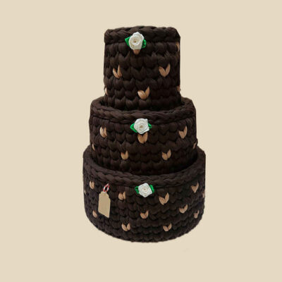 Ensemble de 3 paniers de rangement en crochet modèle Ghalbi