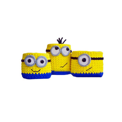Ensemble de 3 paniers de rangement en crochet modèle Minions